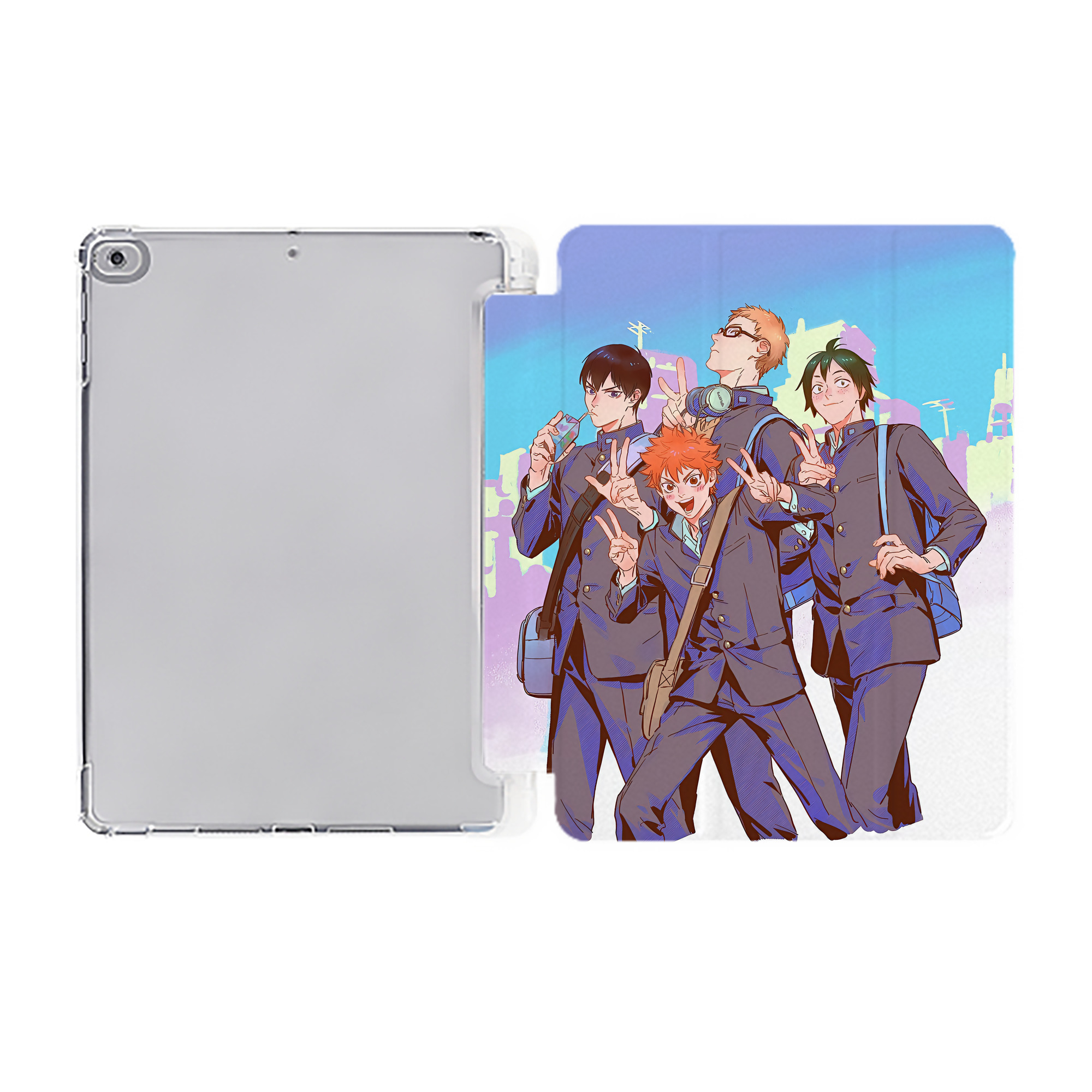 （画像用） ハイキュー!! Haikyu!! IPad ケース ペン収納付き 三つ折りスタンド PUレザー×シリコン 対応機種9.5/10.5/10.9インチ